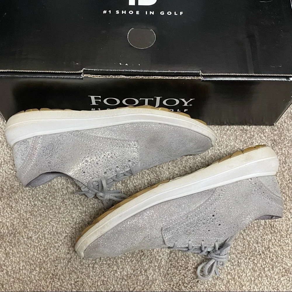 FOOYJOY Flex Coastal LX Silver Metallic Golf Shoes - Picture 3 of 7